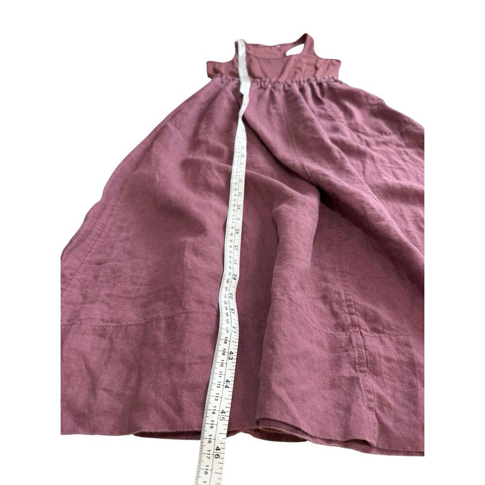 Athleta Dress Womens Extra Small Baja Midi Burgundy Linen Racerback Tank Pockets - Picture 11 of 12